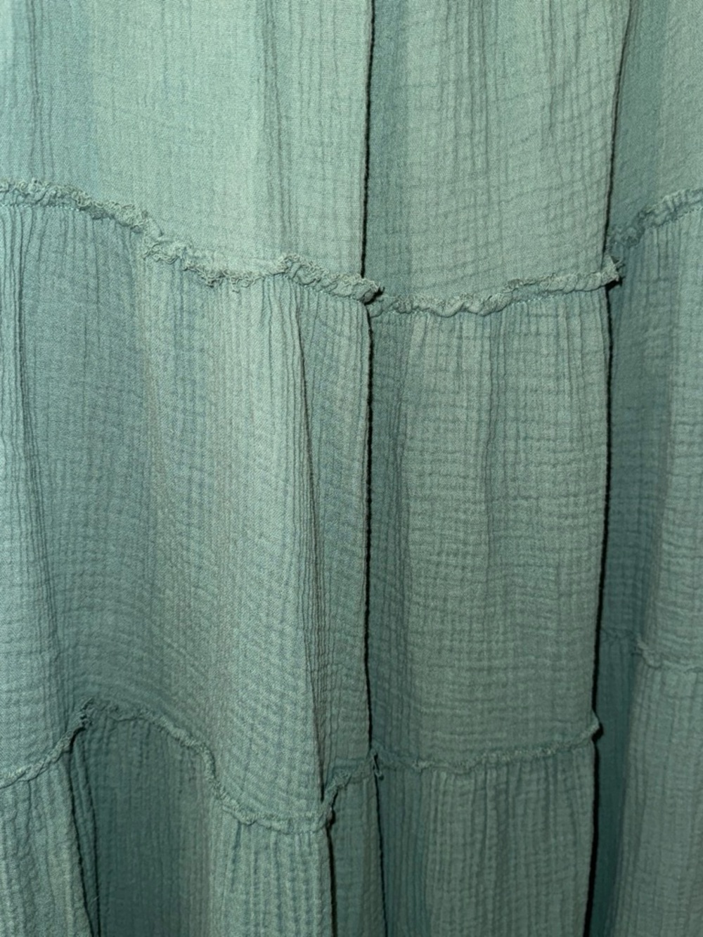 Free the Roses || Deep Green Tiered Maxi Dress with Ruffle Sleeves - Picture 6 of 7